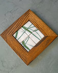 Blanc | Framed Green and White Abstract Tiles