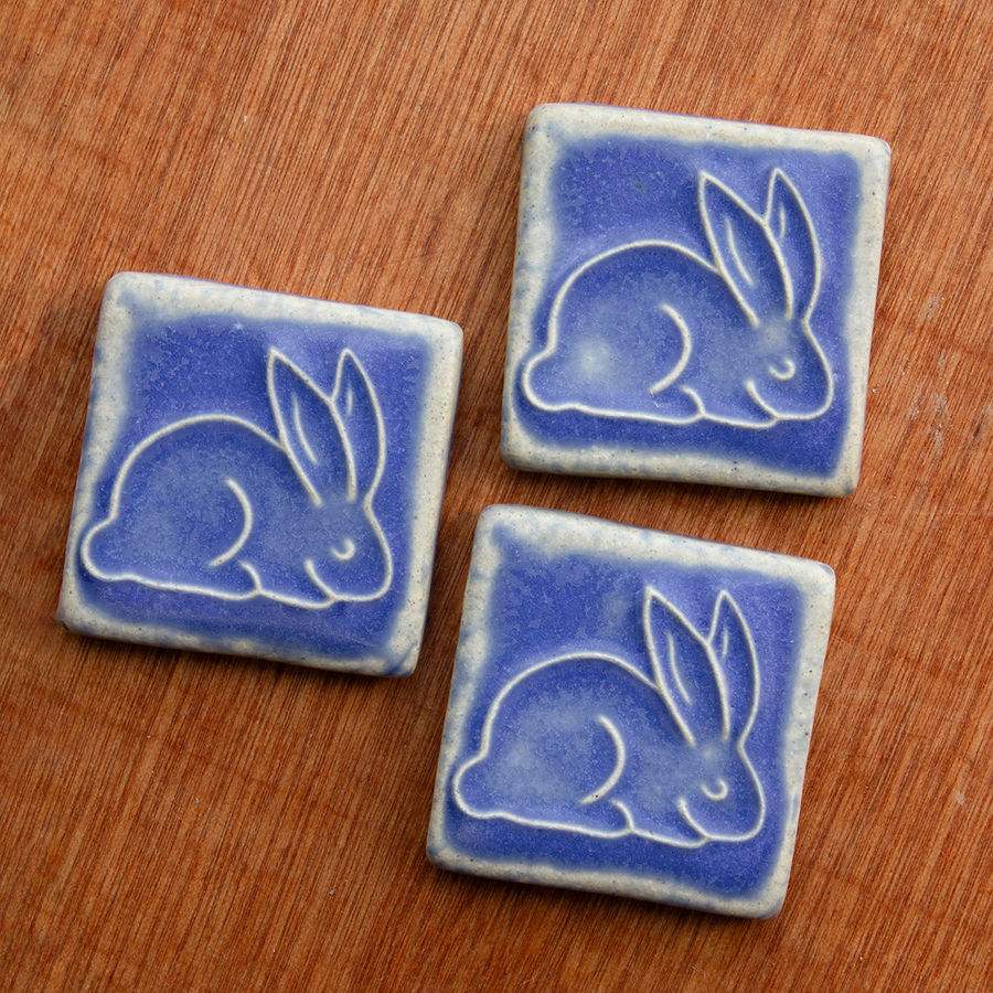 This ceramic Bunny Tile is featured in the matte Periwinkle glaze.