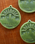 This Detroit Ornament features the matte bright light-green Lime glaze.