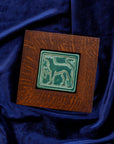 Framed Aztec Dog Tile | Pewabic Green