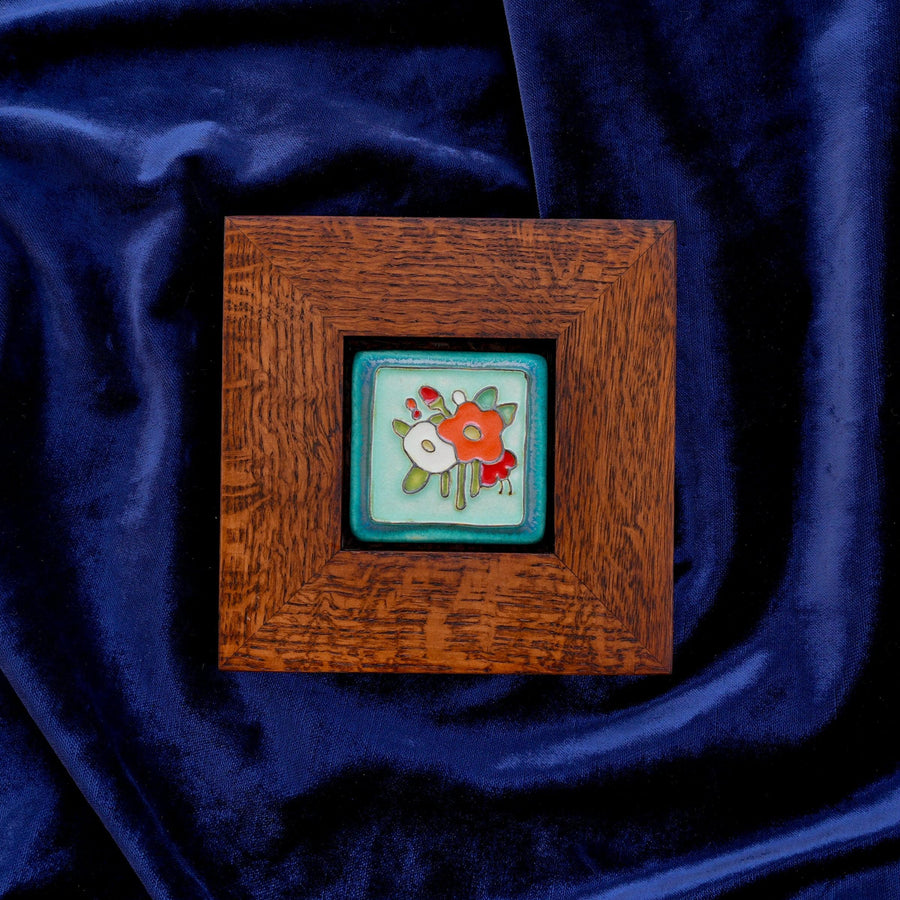 Framed Hand-Painted Bouquet Tile
