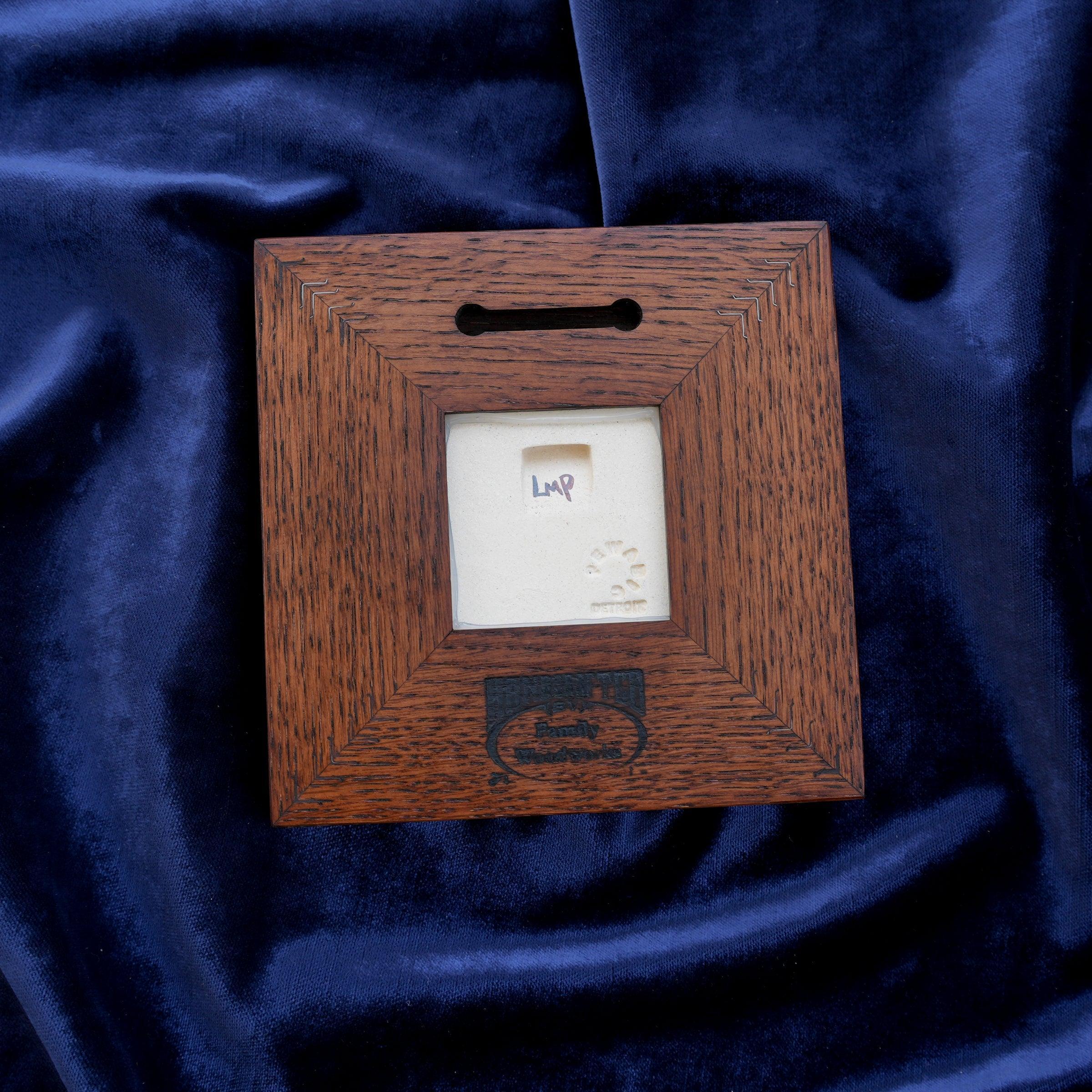 Framed Hand-Painted Three Flowers Tile