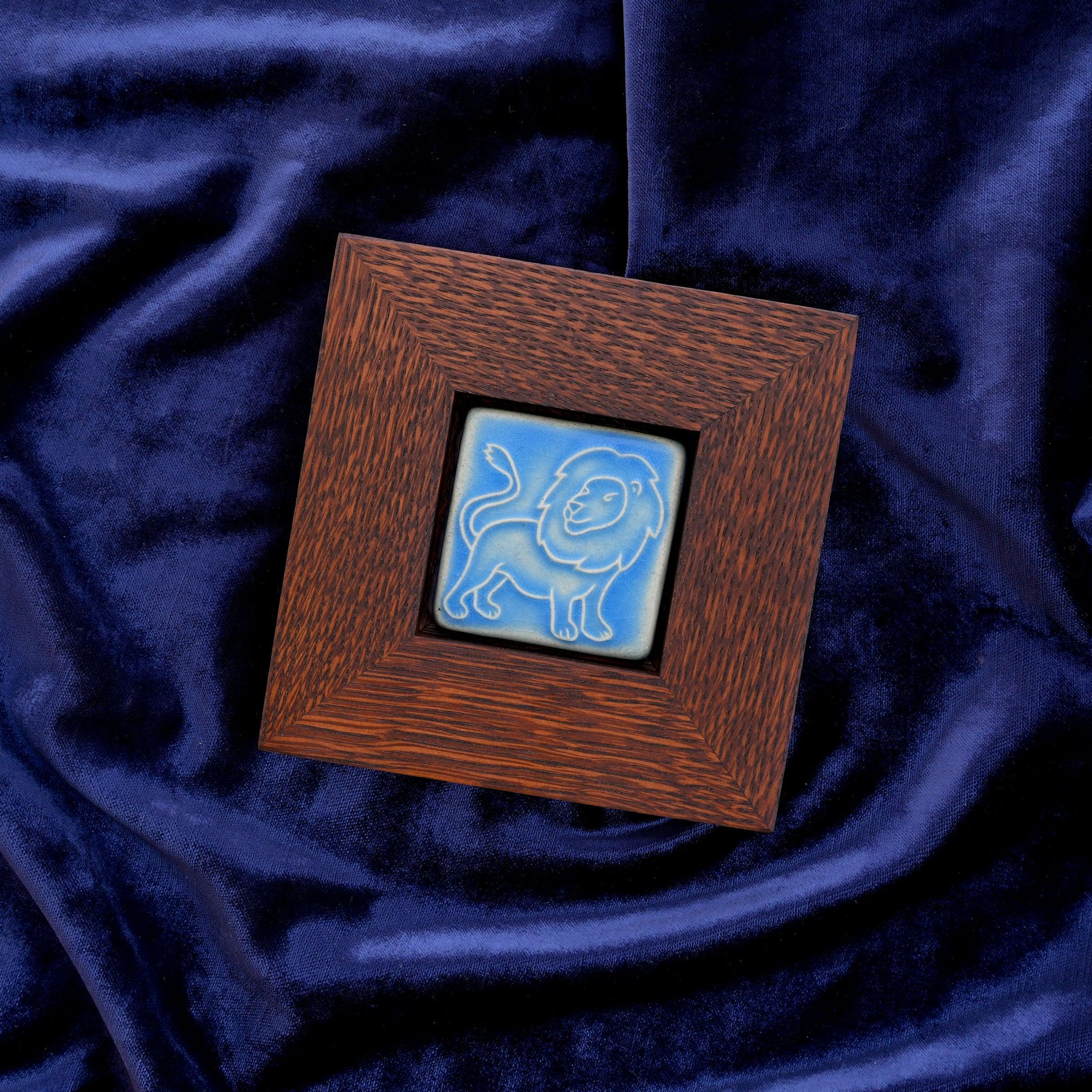 Framed Lion Tile | Sky