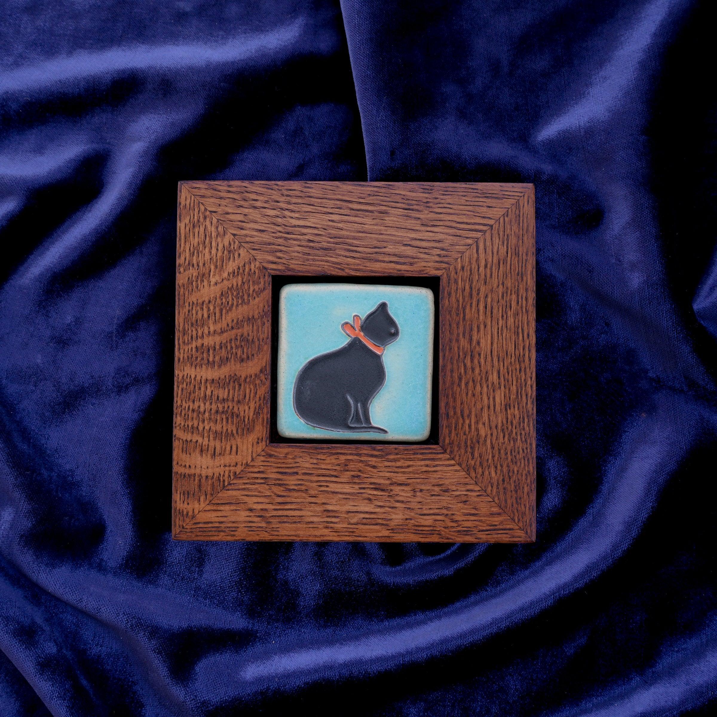 Framed Cat Tile | Hand-Painted