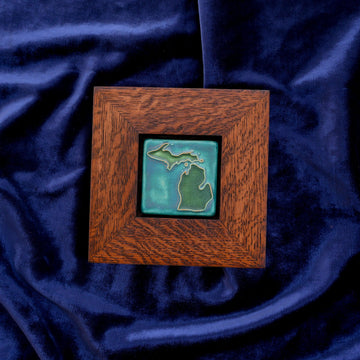 Framed Michigan Outline Tile | Hand-Painted