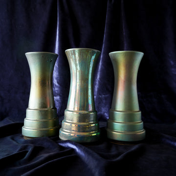 Step Vases | Matte Green Iridescent
