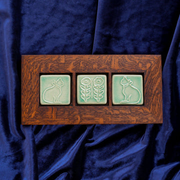 Framed Cat Tiles | Celadon