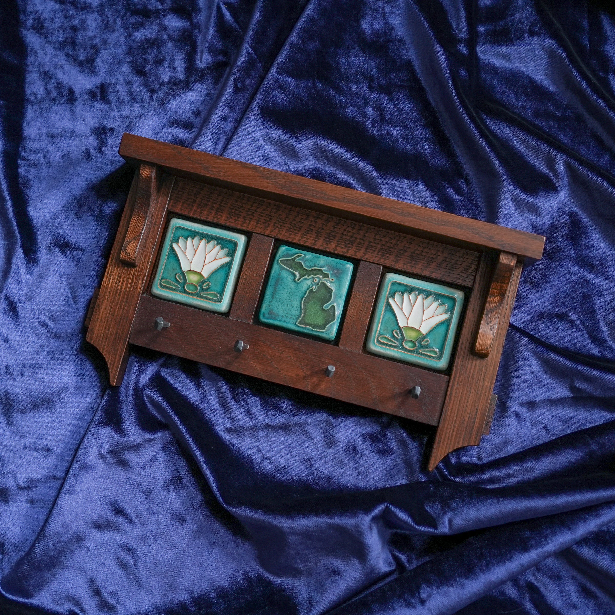 Lotus and Michigan Key Rack | Hand-Painted