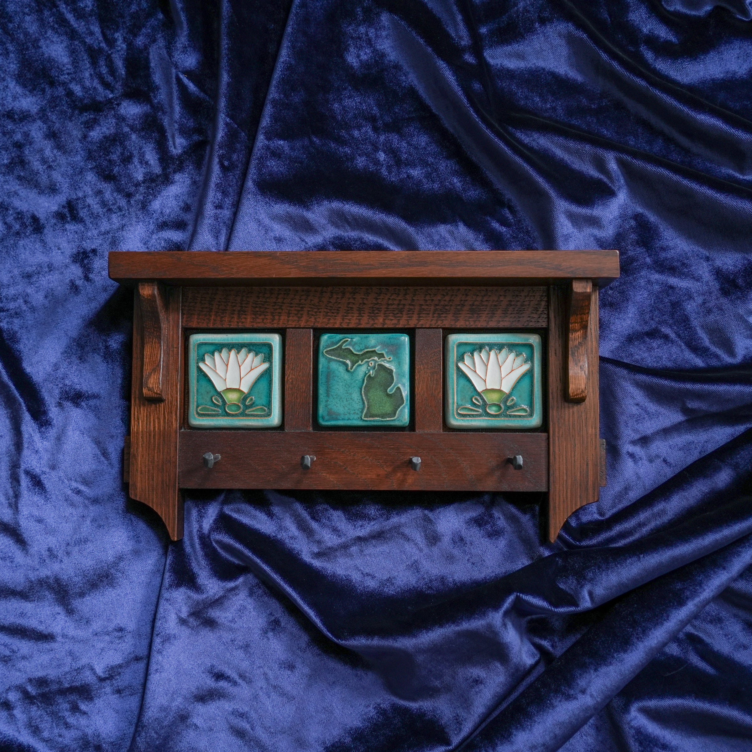 Lotus and Michigan Key Rack | Hand-Painted