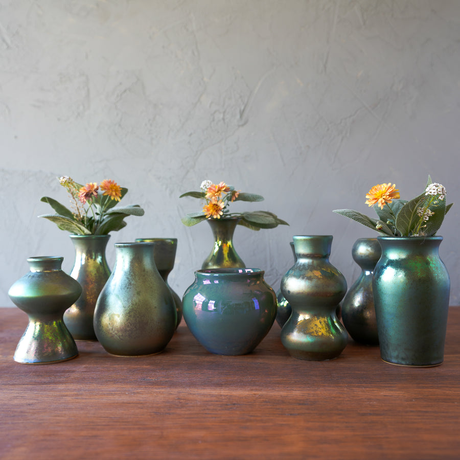 Matte Green Iridescent Petite Vase