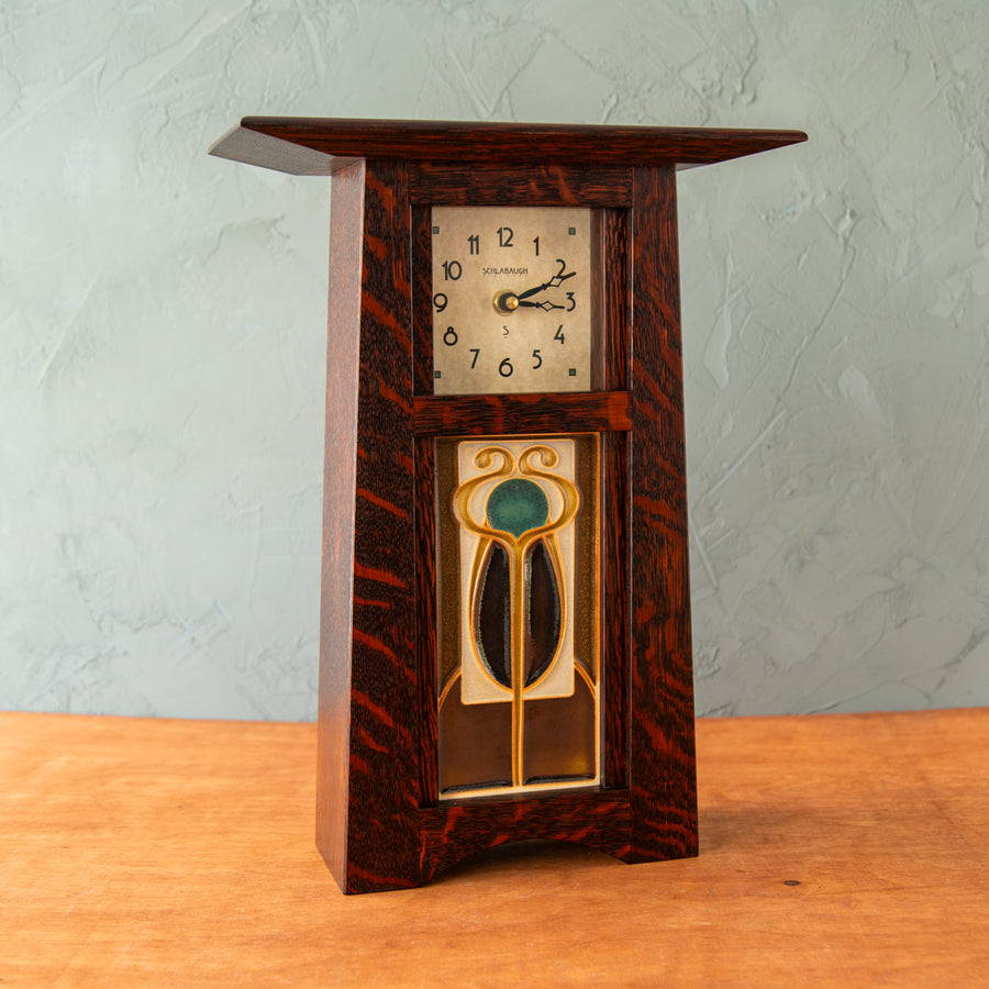 Craftsman Clock | 4x8 Hand-Painted Stickley Tile