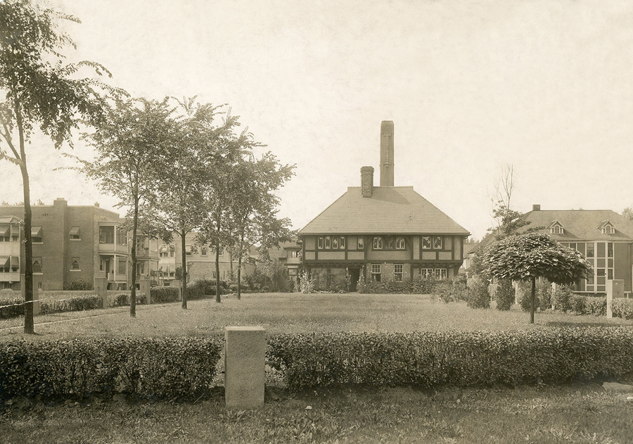A historic image of the pottery building.