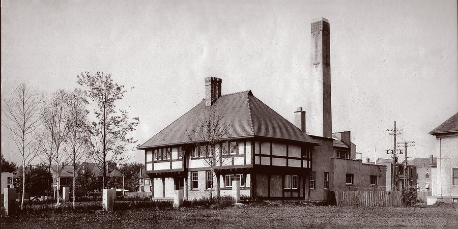 A historic image of the pottery building.