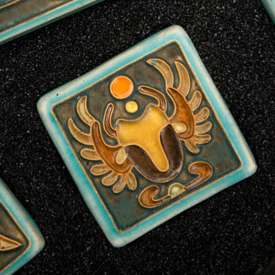 Hand-Painted Scarab Tile