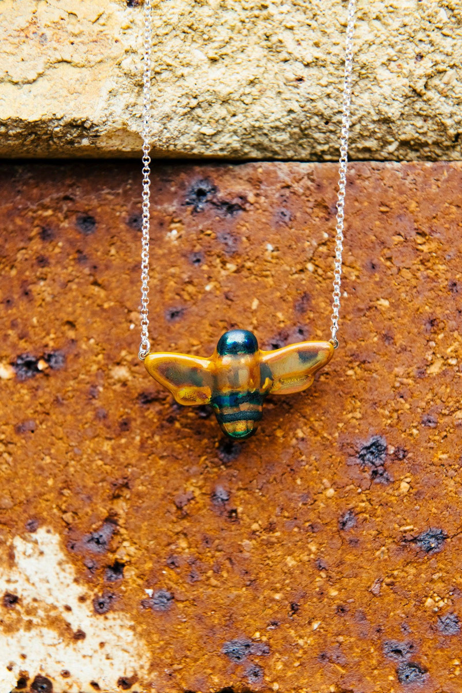 Historic Bee Necklace | Hand-Painted Iridescent