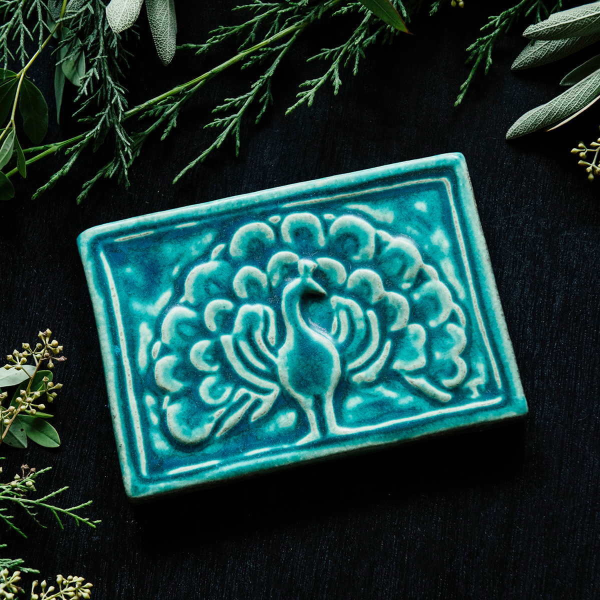 5x7 Historic Peacock Tile