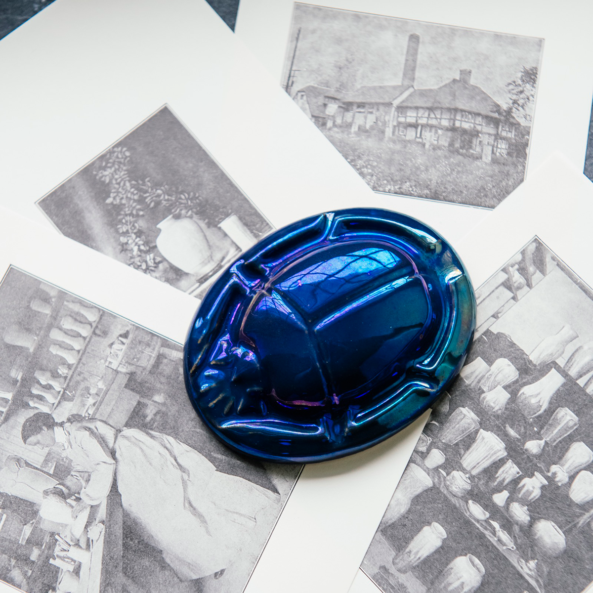 Azurite Iridescent pieces often have flashes that range from silver to purple and green that accentuate this bold blue glaze.