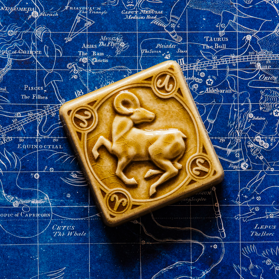 Aries | Zodiac Tile – Pewabic Pottery Aries | Zodiac Tile – Pewabic Pottery