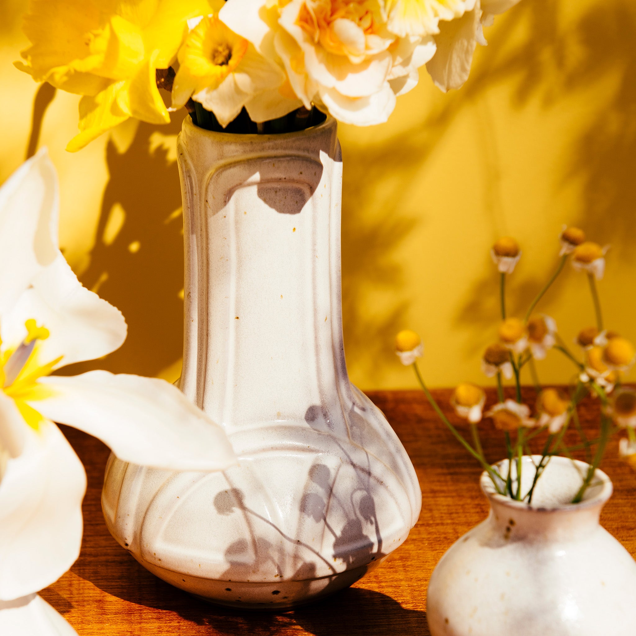 Closer up, the texture of the Birch glaze shows that small brown speckles.