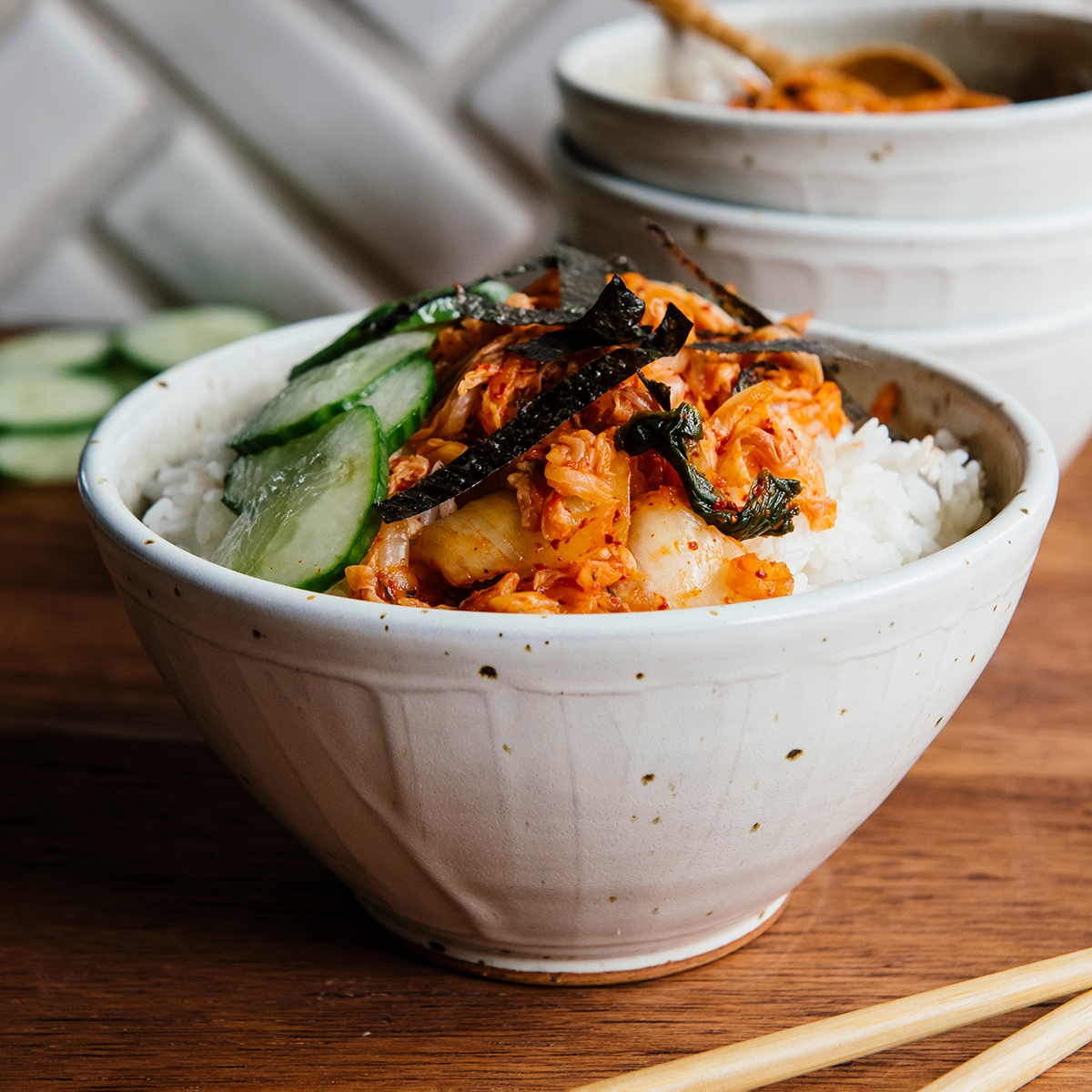 This medium classic bowl features the creamy white Birch glaze that has some natural brown speckling.