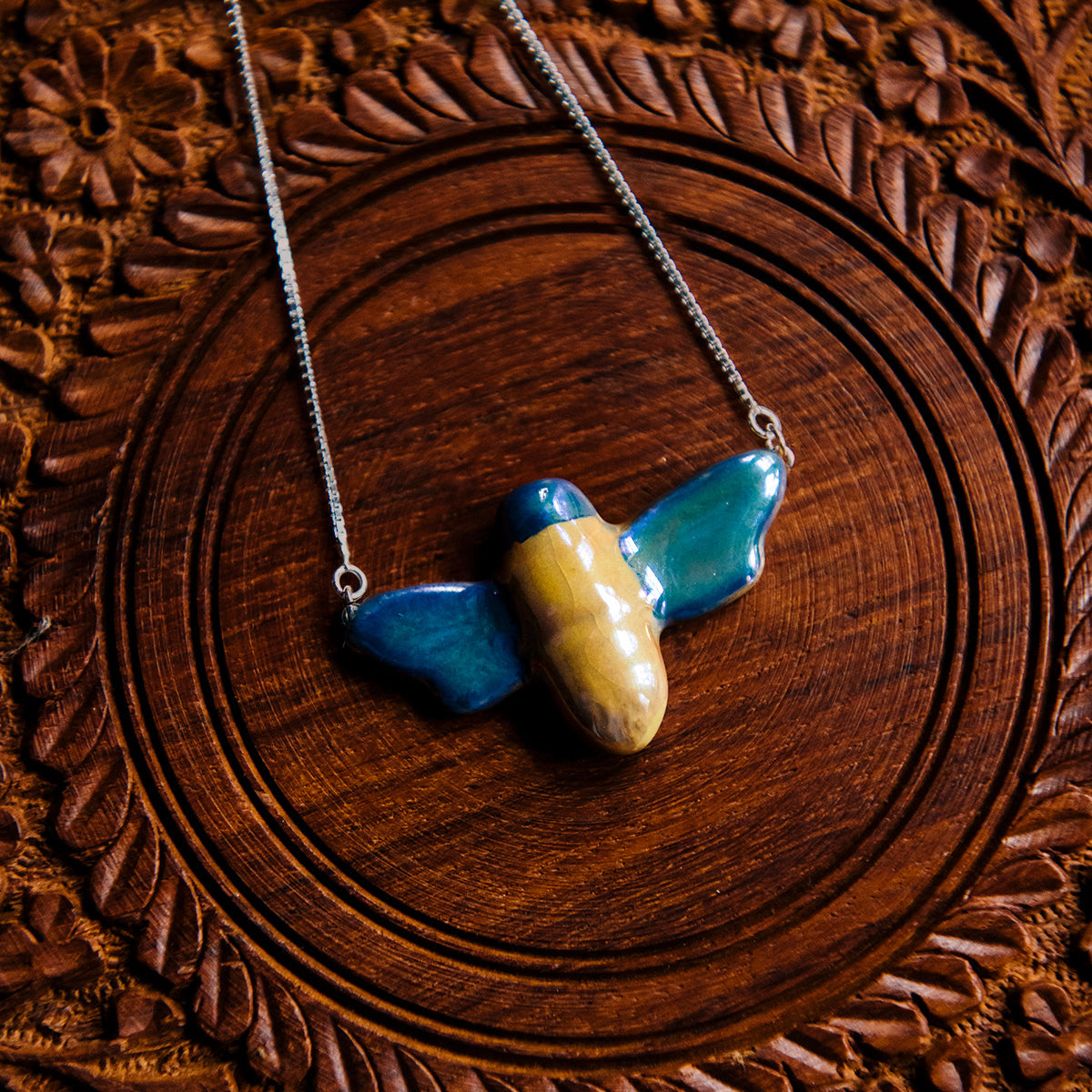 Historic Bee Necklace | Hand-Painted Iridescent