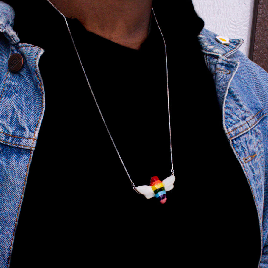 Pride Bee Necklace | Hand-Painted