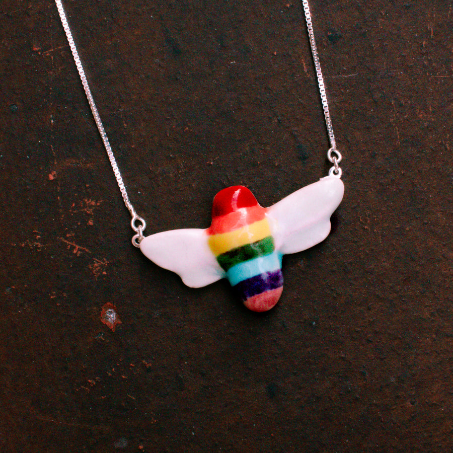 Pride Bee Necklace | Hand-Painted