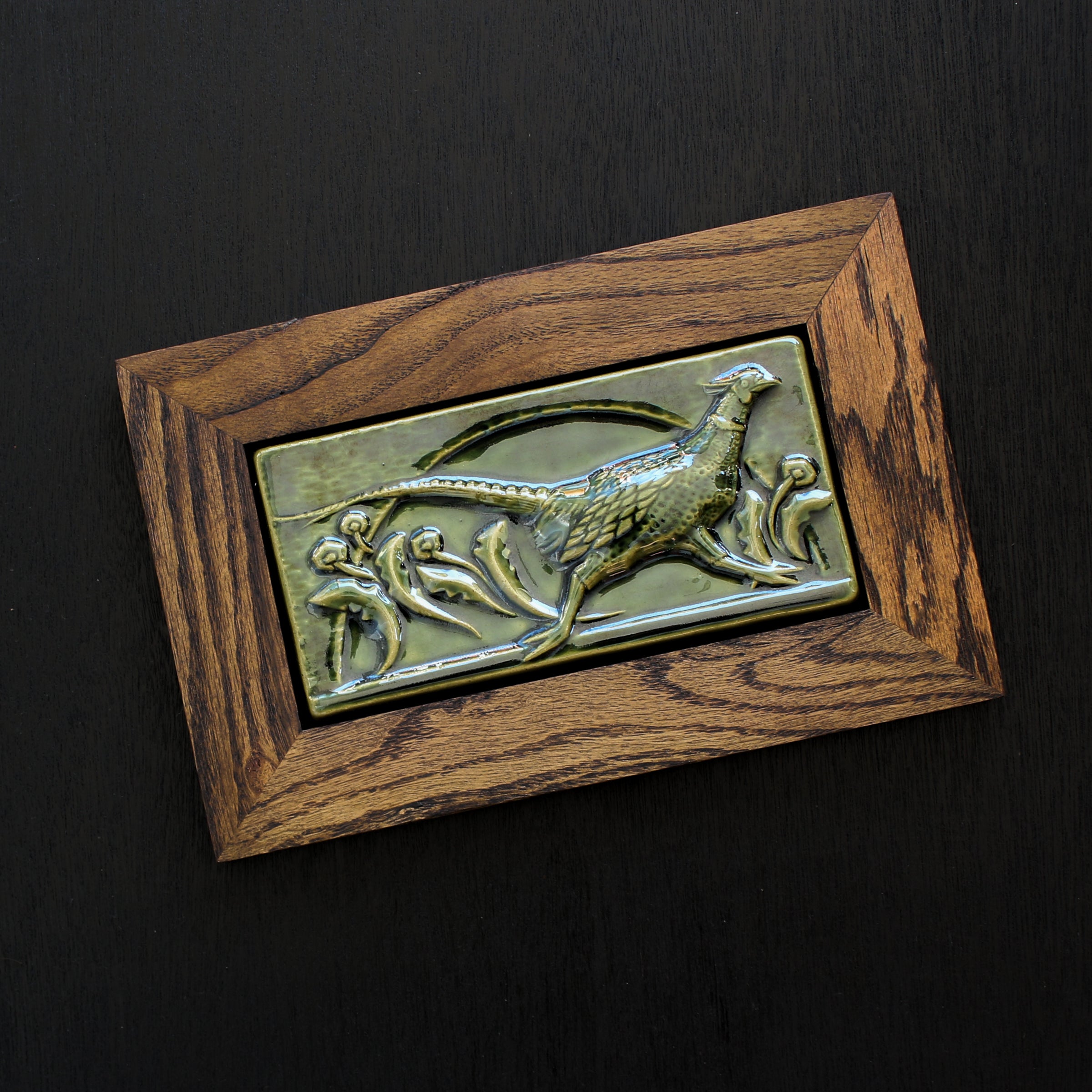 Framed Pheasant Tile | Kale