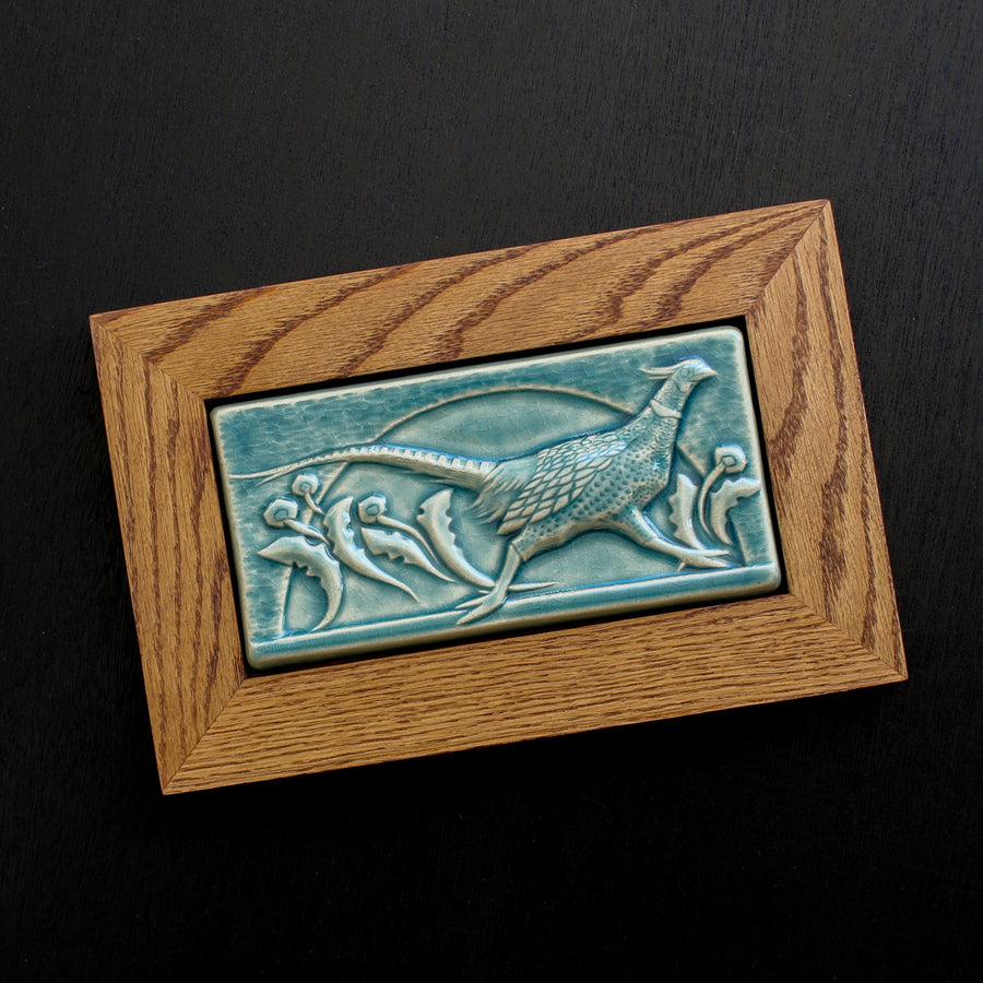 Framed Pheasant Tile | Glacier – Pewabic Pottery