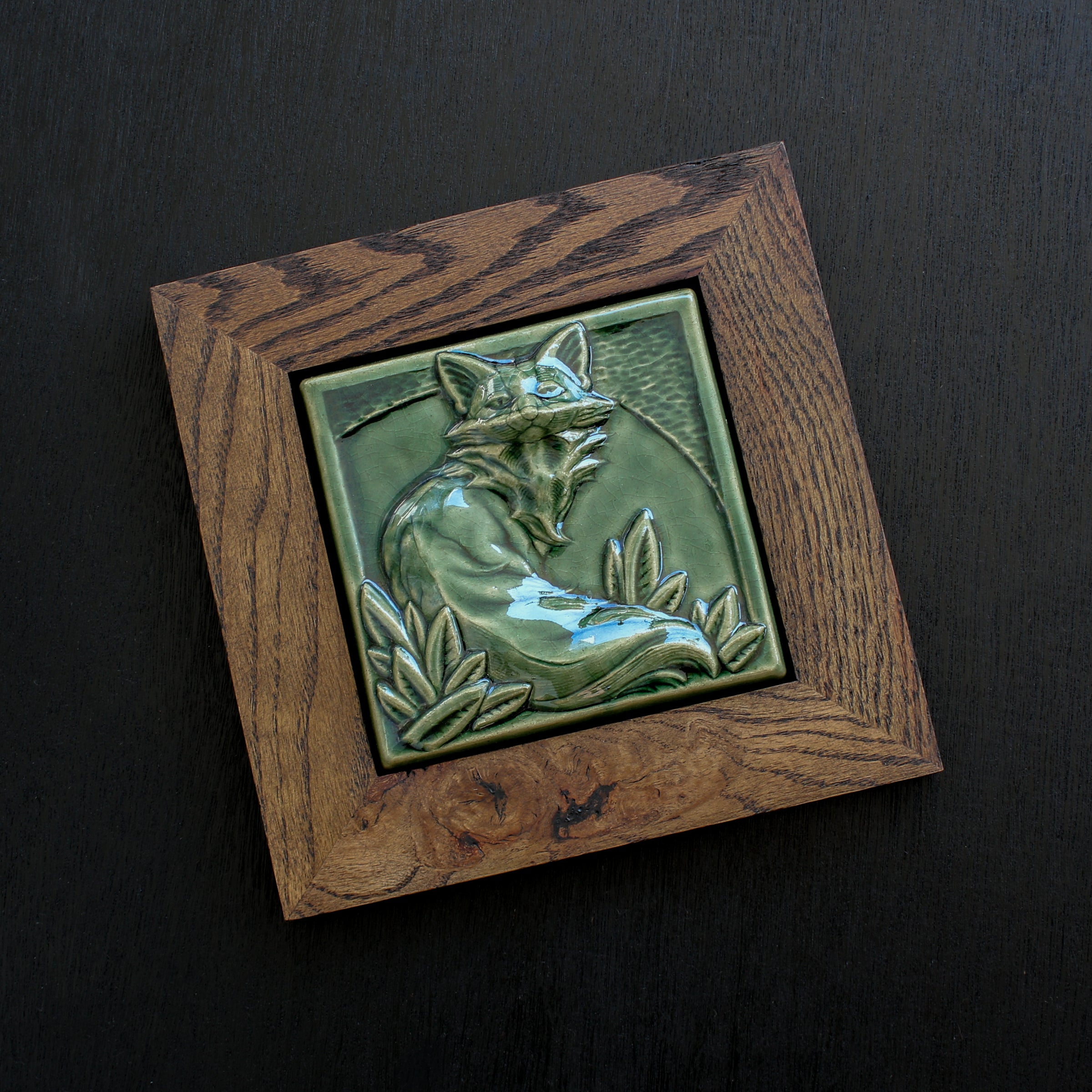 Framed Fox Tile | Emerald