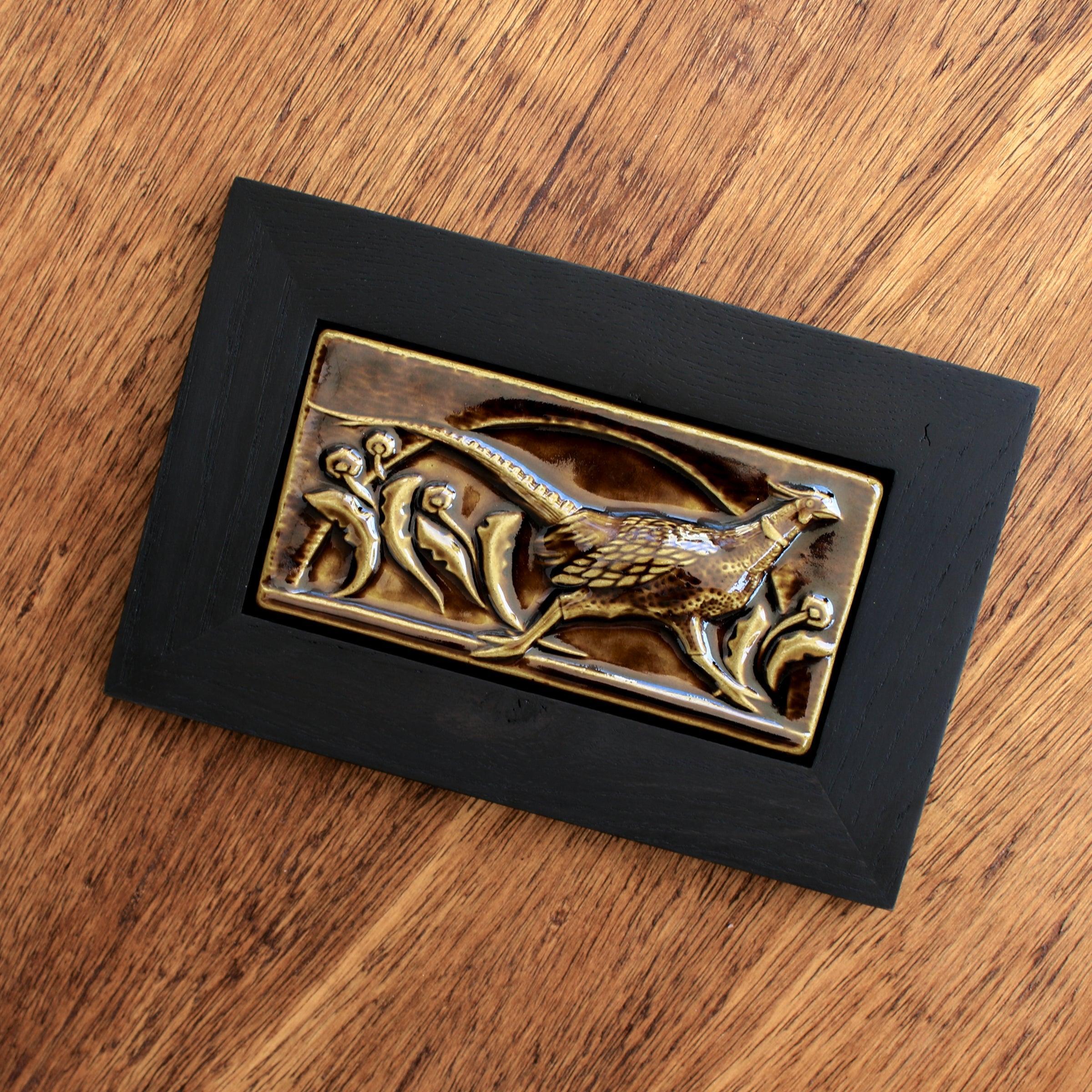 Framed Pheasant Tile | Molasses