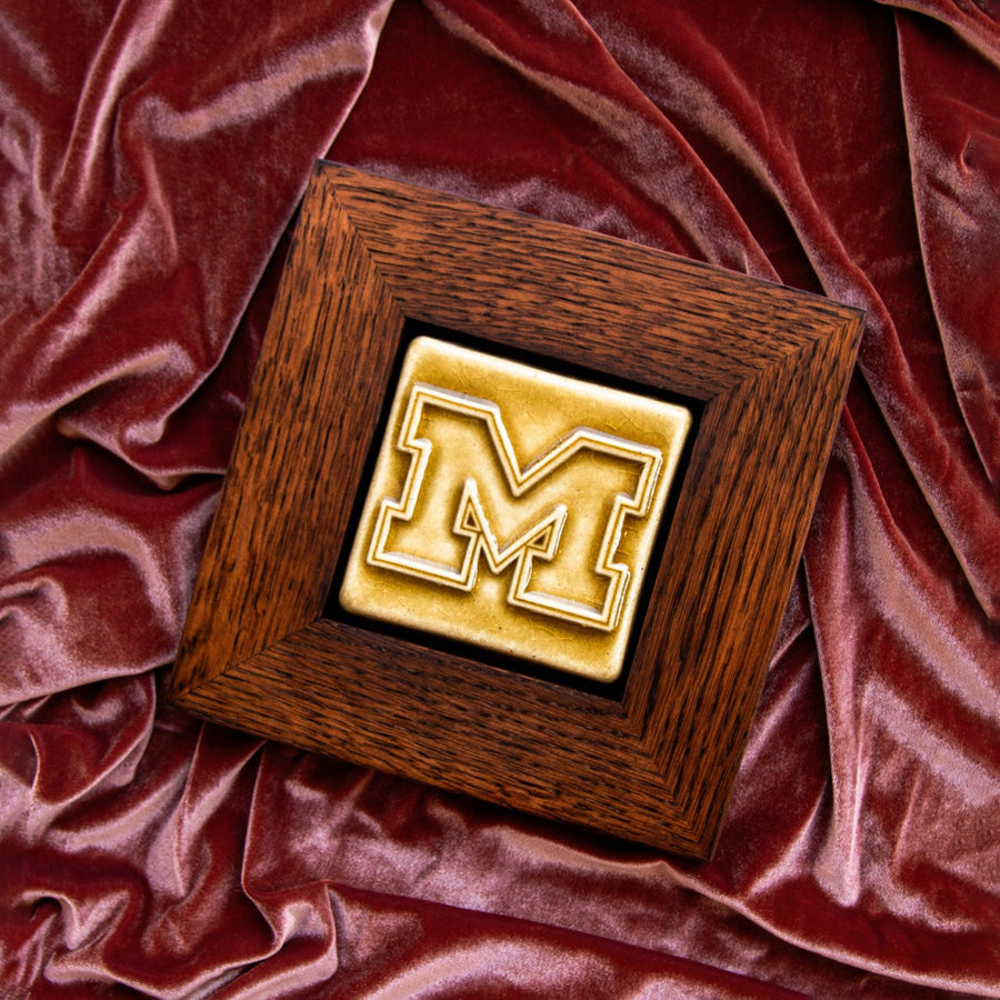 Framed University of Michigan Tile | Honey – Pewabic Pottery