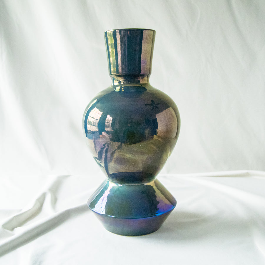 XL Custom Thrown Vessel | Azurite Iridescent