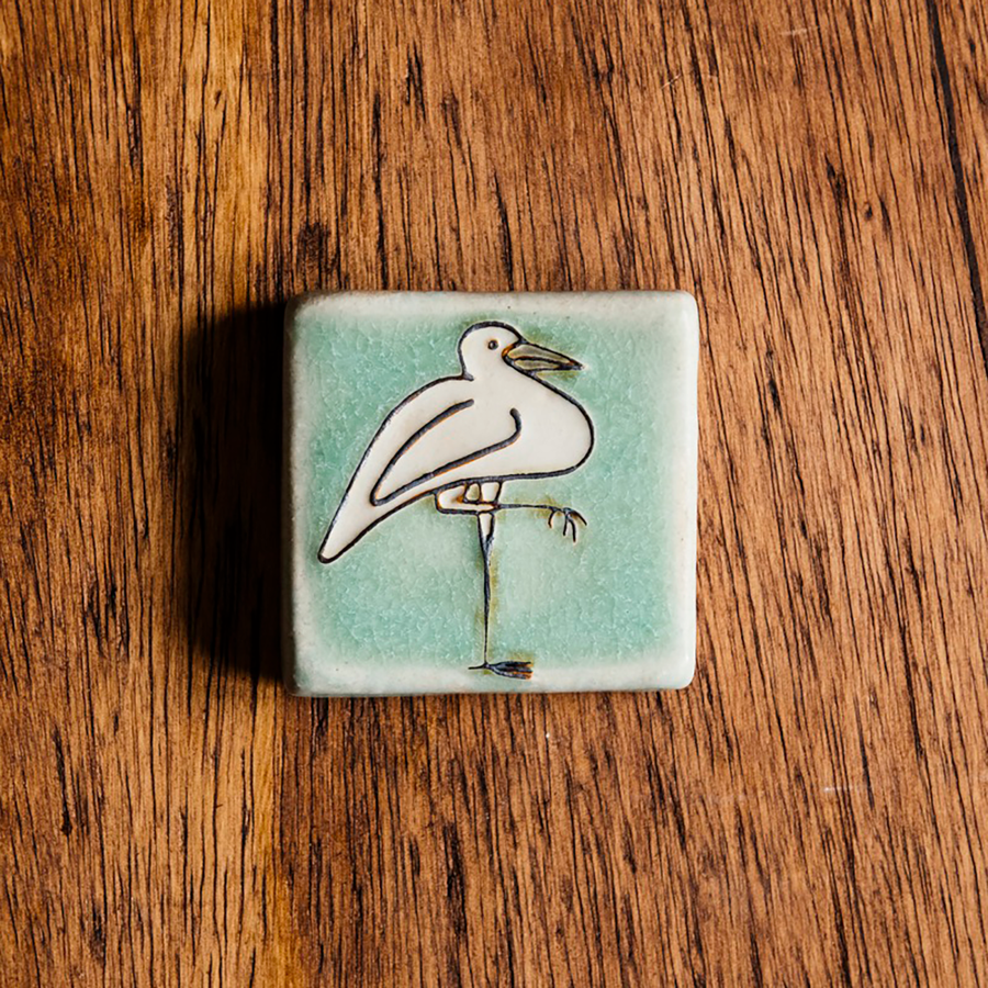 Hand-Painted Crane Tile