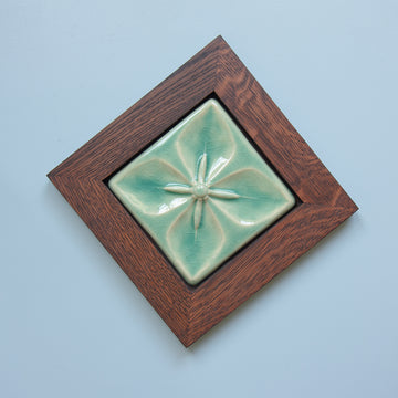 Framed Geo Flower Tile | Celadon