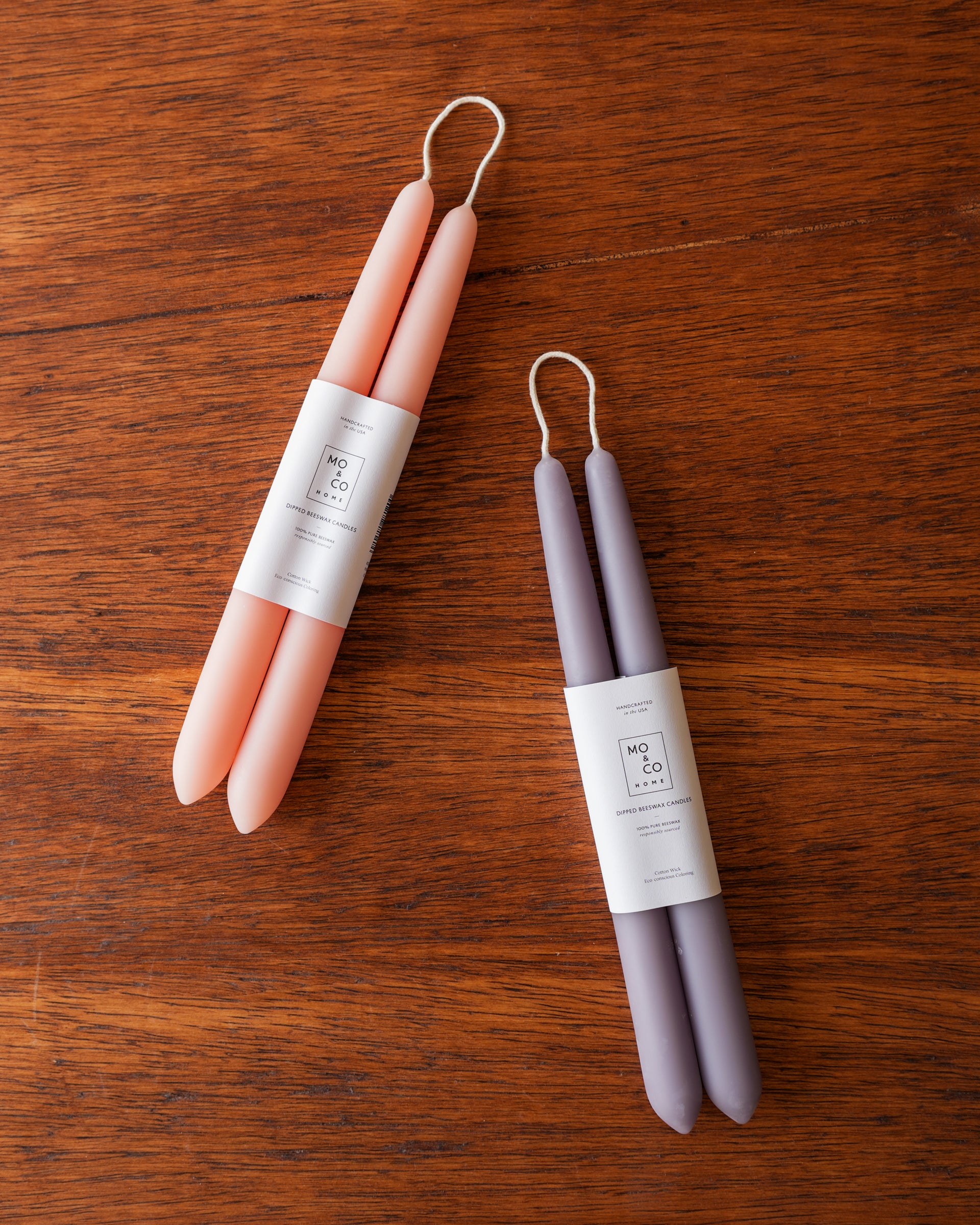 Mo&Co Home | 10" Beeswax Taper Candle Pair