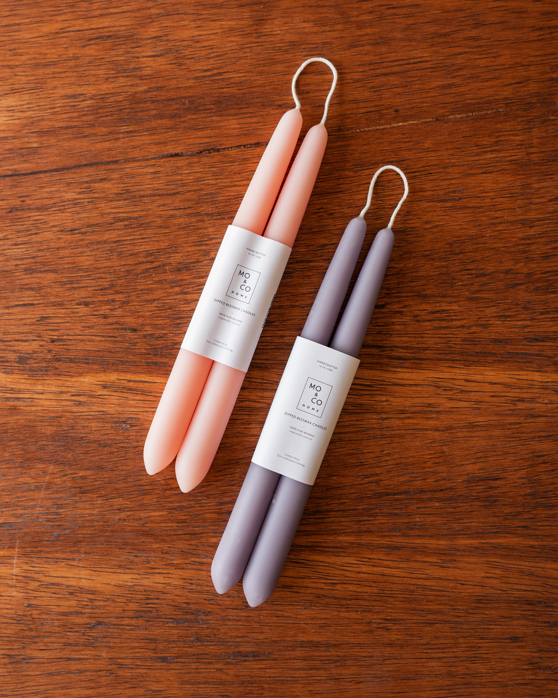 Mo&Co Home | 10" Beeswax Taper Candle Pair