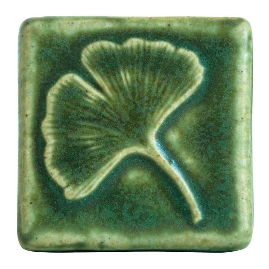 This Ginkgo Tile features the matte organic green Leaf glaze.
