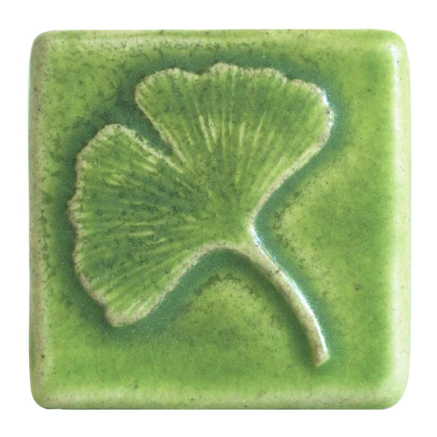 This Ginkgo Tile features the matte bright light green Lime glaze.