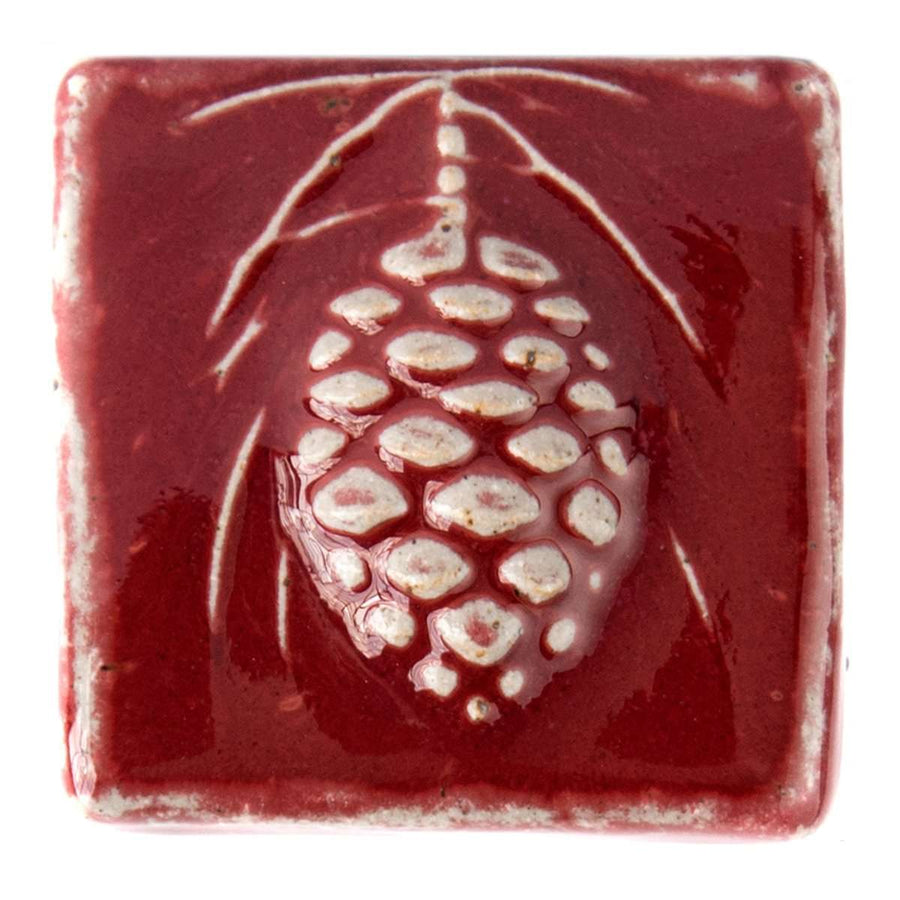 Ceramic 3x3 Winterberry Pinecone Tile