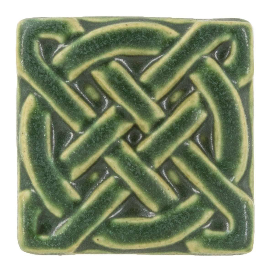 This Journey Knot Tile features the matte organic green Leaf glaze.