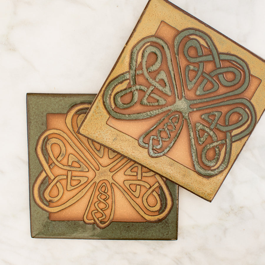 Ceramic Earthen Craft Pottery |6x6 Shamrock Tile Collection