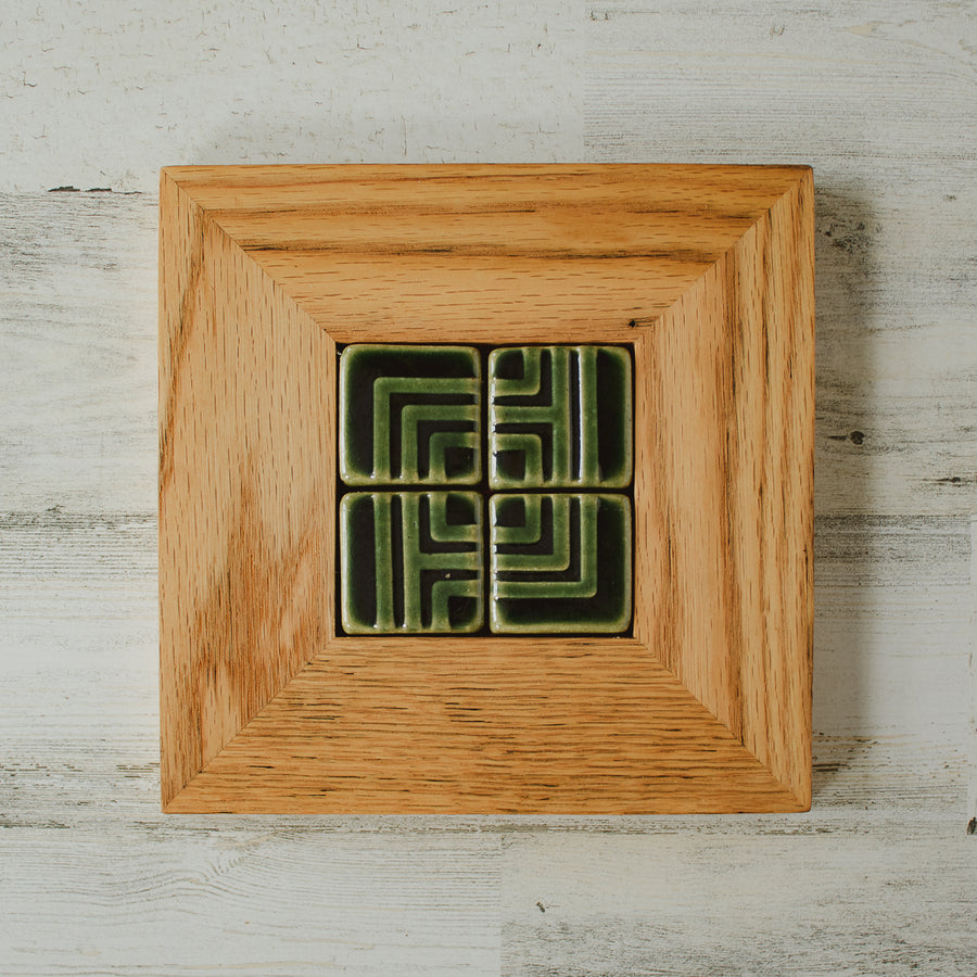Ceramic Mutual Adoration | 4 2x2 Miikana Tiles Framed - Kale