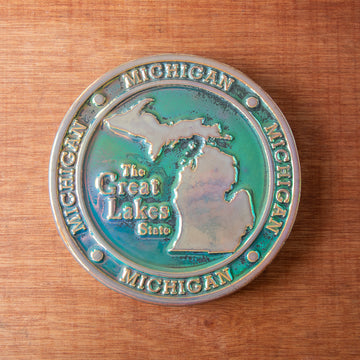 7" Round Michigan Two-Tone Iridescent Tile