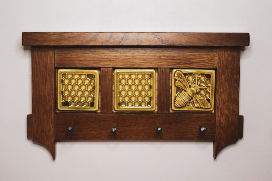 The Honeybee and Honeycomb Tiles Triptych Key-rack.