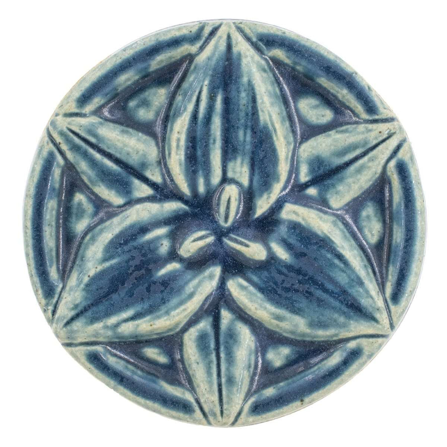 This tile features the matte french blue Peacock glaze.