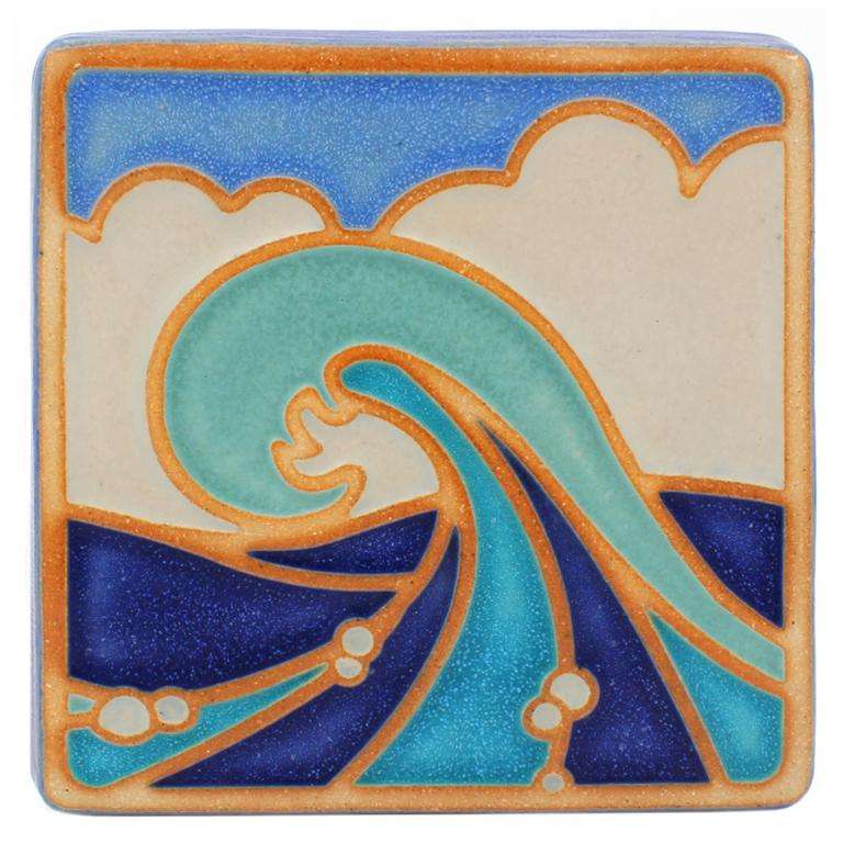 Ceramic Hand-Painted Wave Tile