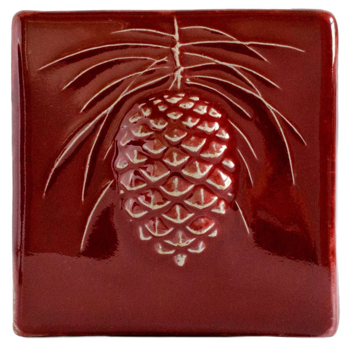 Ceramic 6x6 Winterberry Pinecone Tile