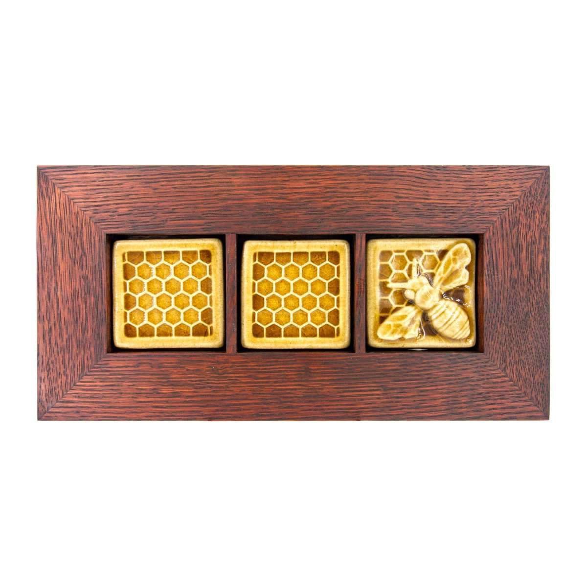 Honeybee and Honeycomb Tiles Triptych