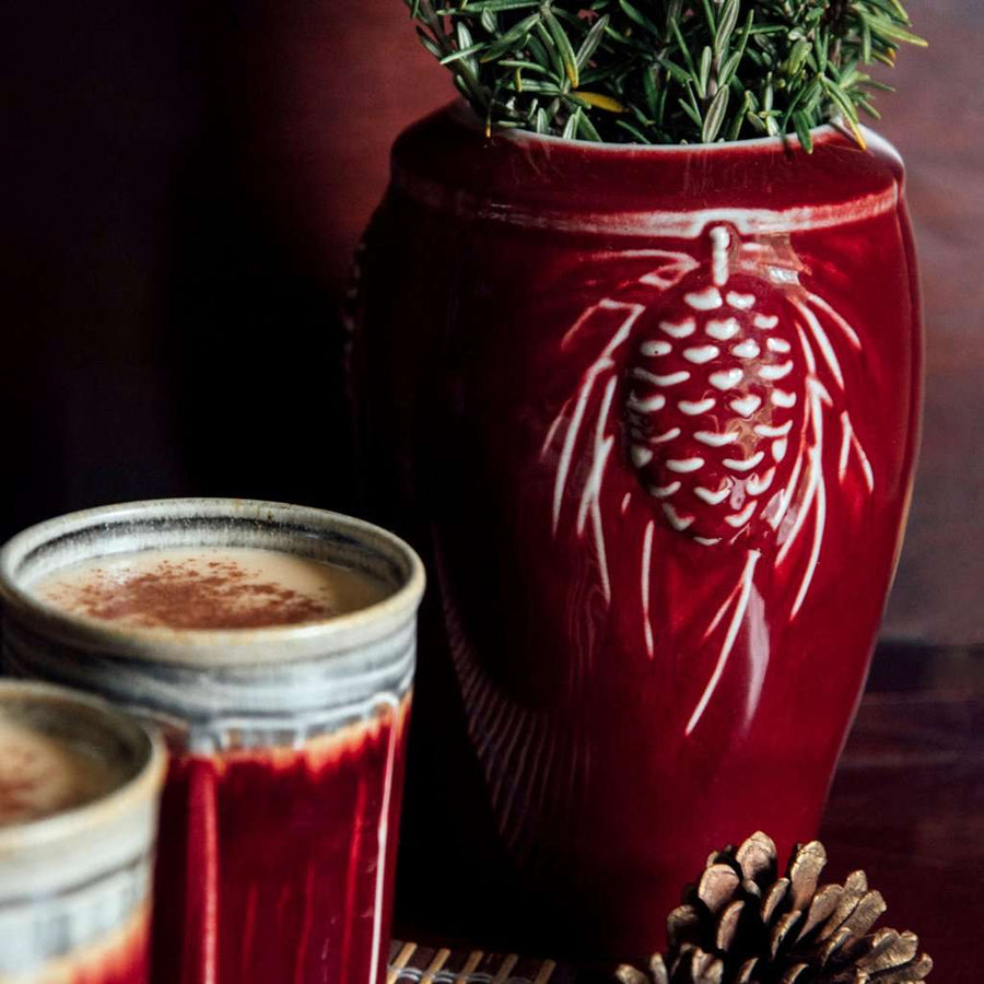 Ceramic Winterberry Pinecone Vase